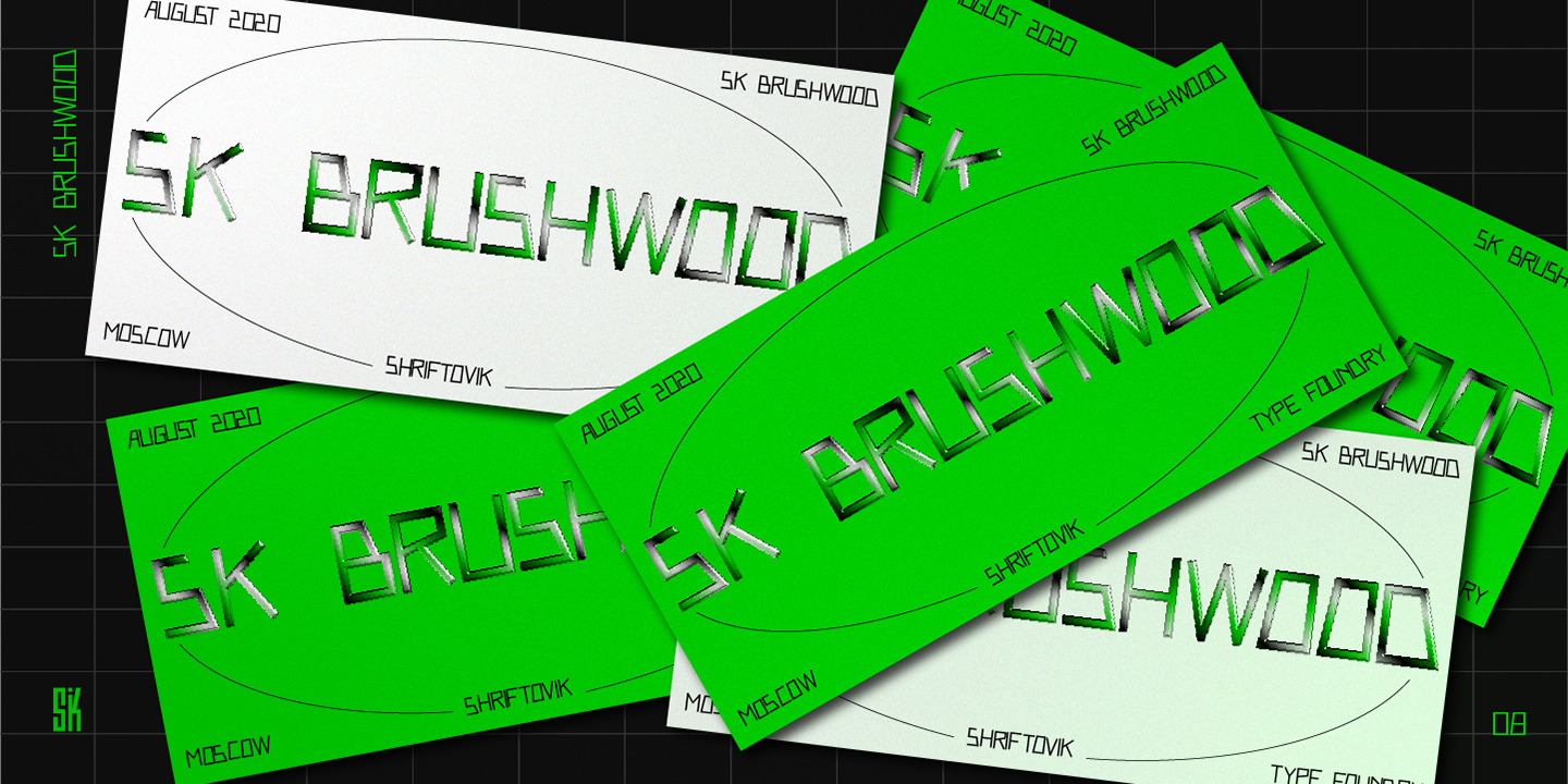 Beispiel einer SK Brushwood Medium-Schriftart